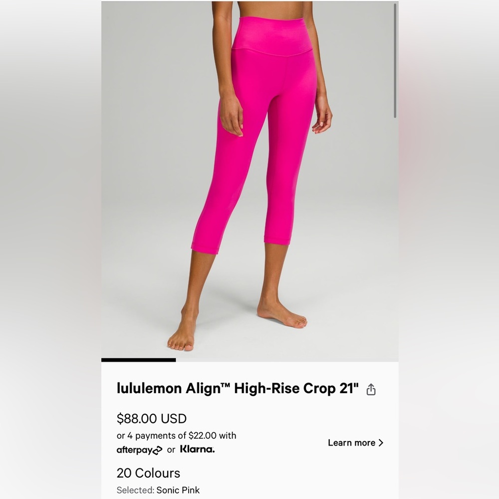 Align Crop 21” Sonic Pink